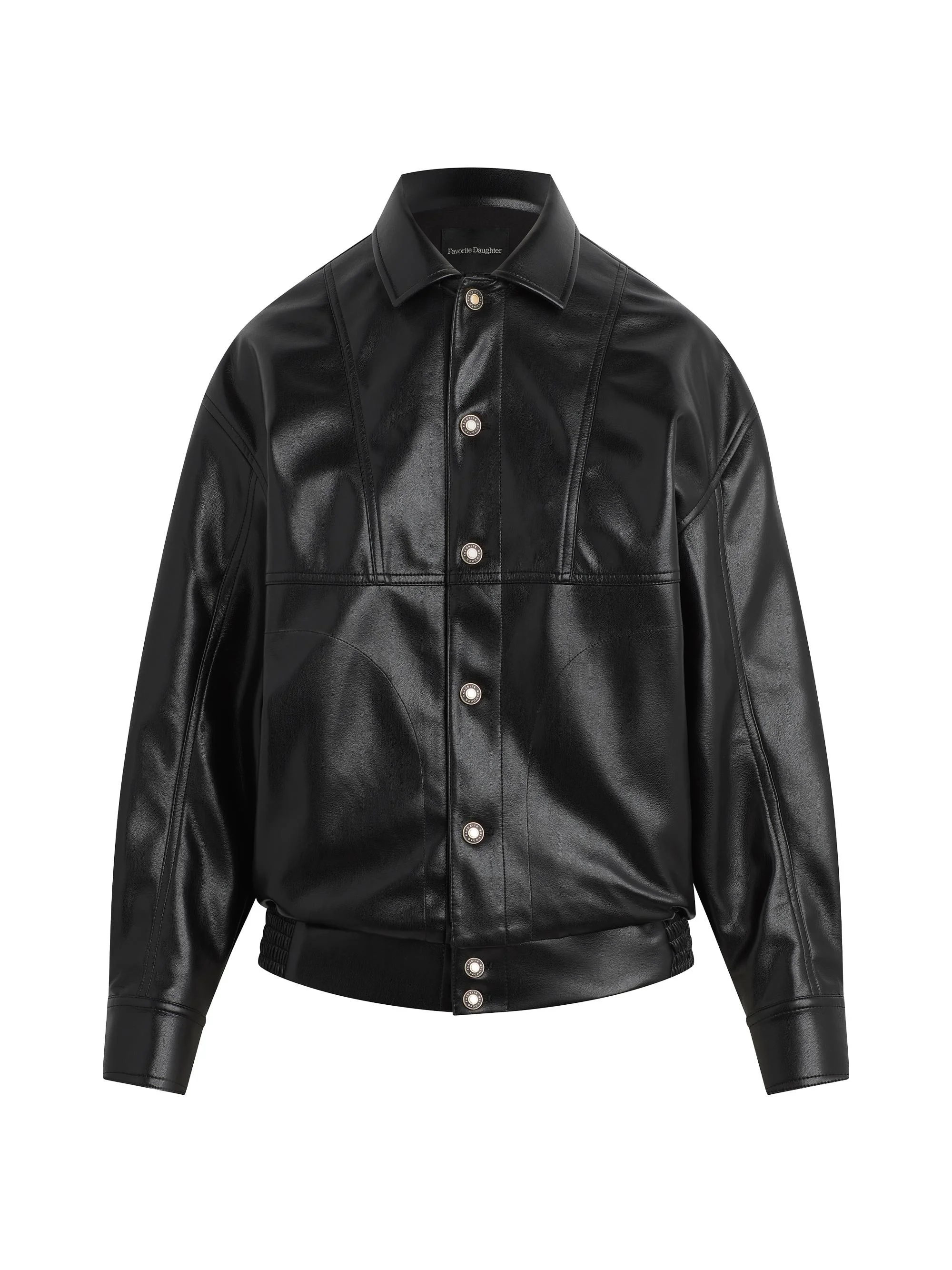 Women's The Beacon Faux-Leather Button-Front Jacket - Raven - 1