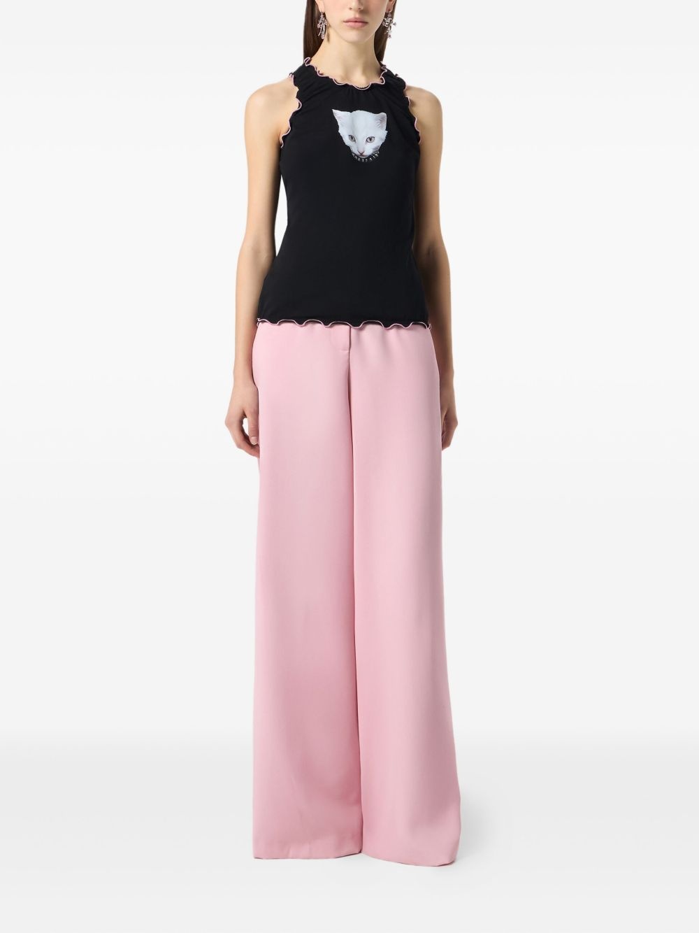 scalloped-edge sleeveless top - 2