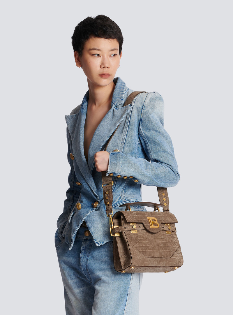 Balmain B-Buzz 23 bag in crocodile-embossed leather outlook