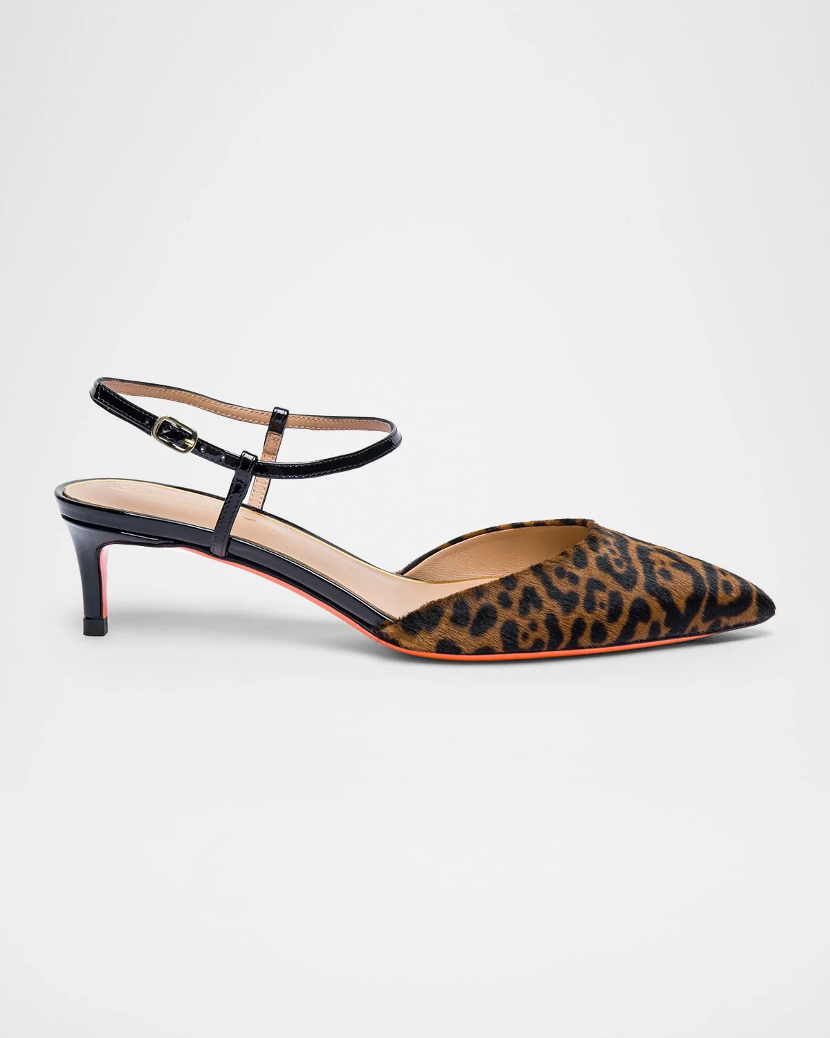 Leopard Open-Back Kitten Heel Pumps - 1