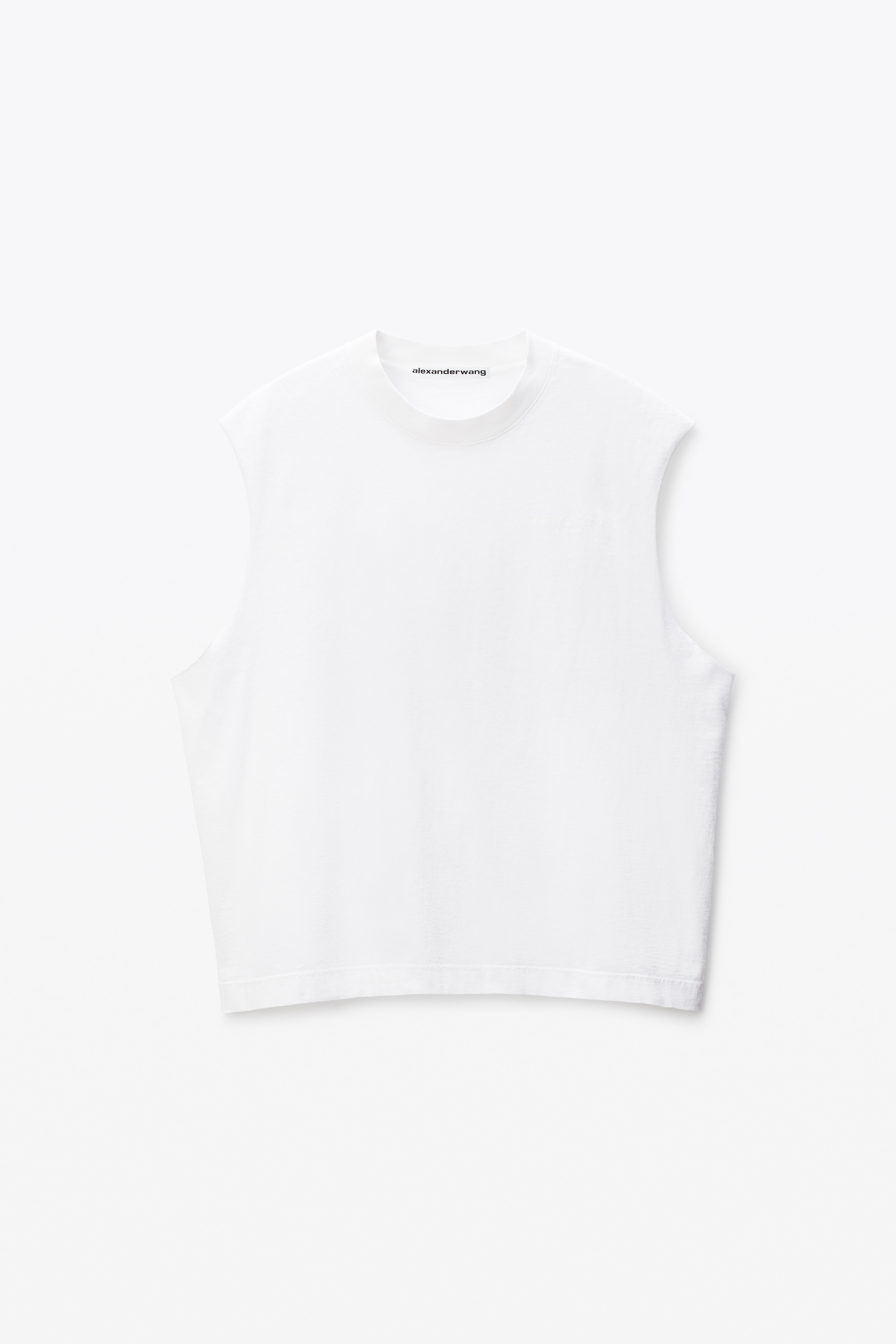 White Vintage Fade-Effect Muscle Tank - 1