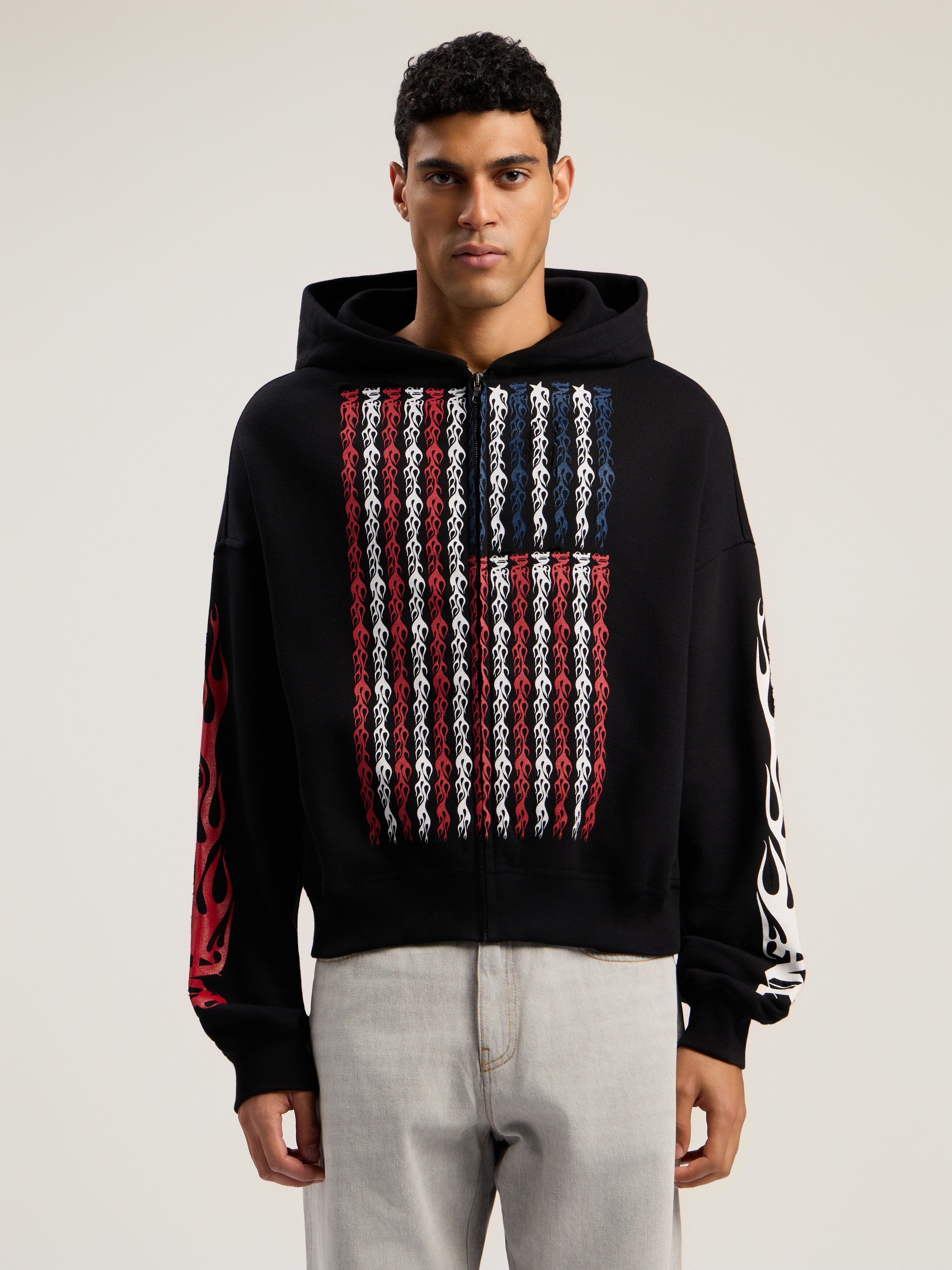 Flames Flag Zip Hoodie - 3