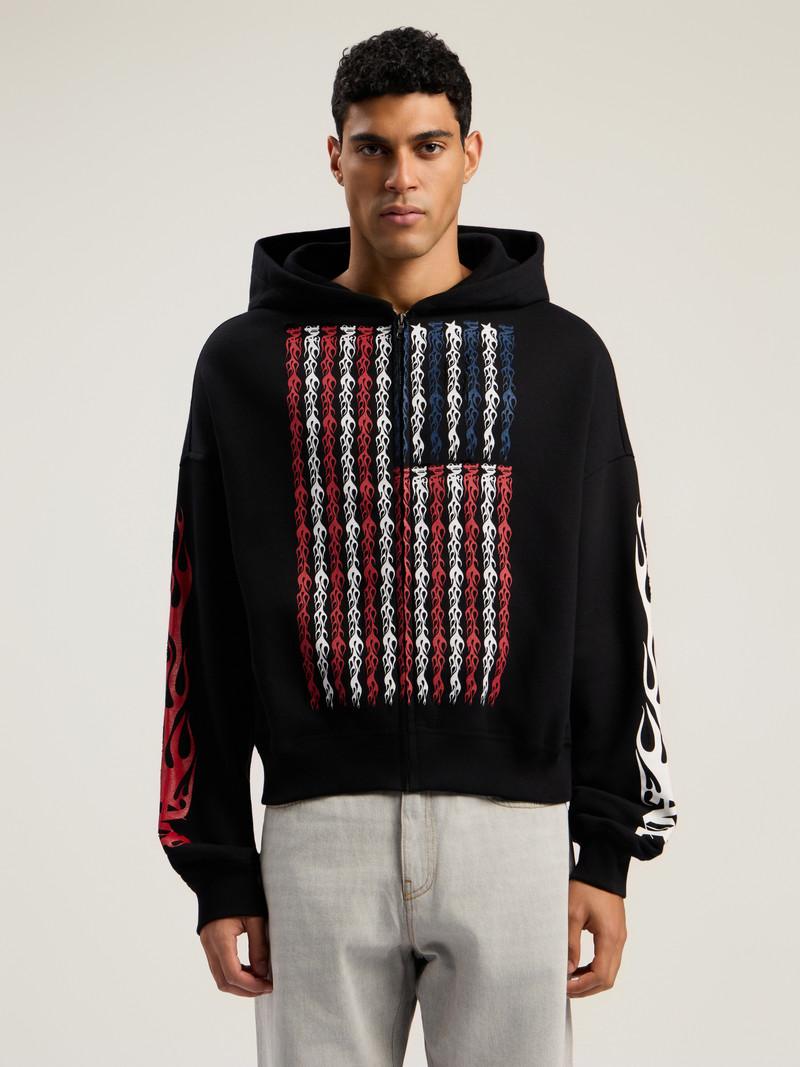 Flames Flag Zip Hoodie 3