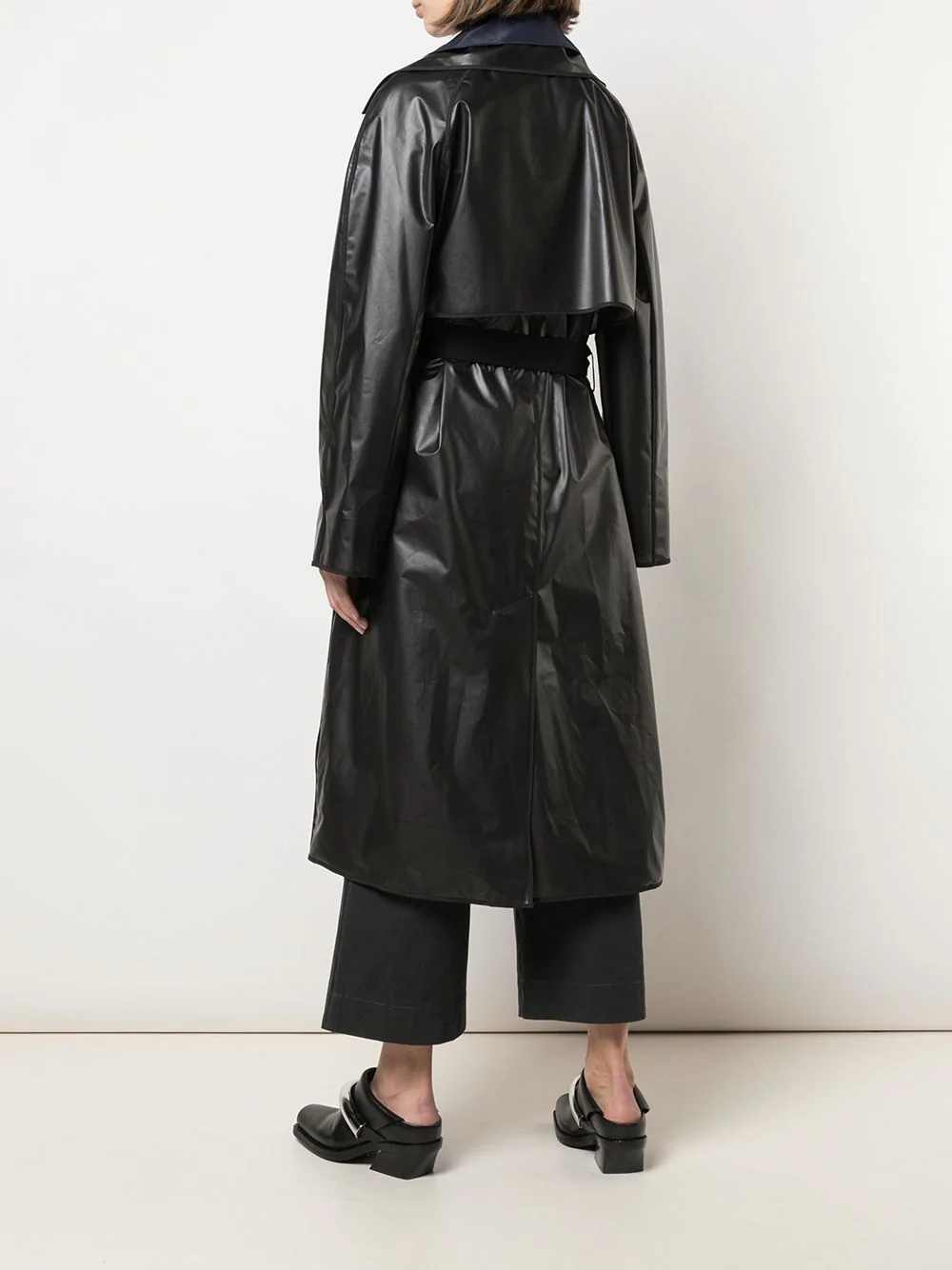 layered belted raincoat - 4