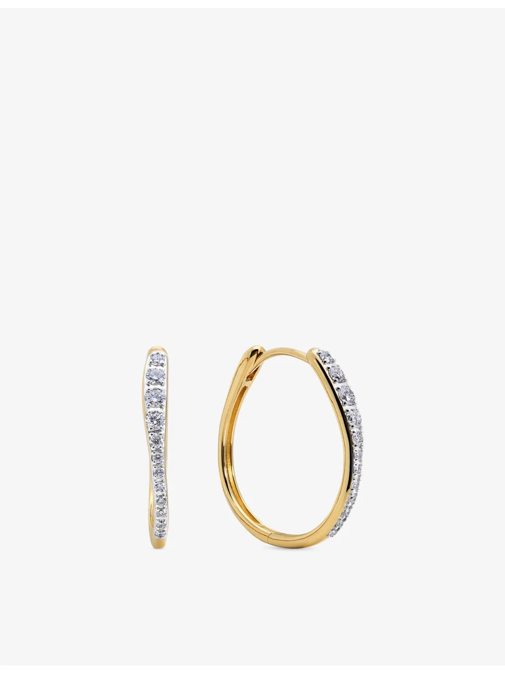 Riva Medium 18ct Yellow Gold-Plated Vermeil Sterling-Silver and 0.35ct Lab-Grown Diamond Hoop Earrin - 1