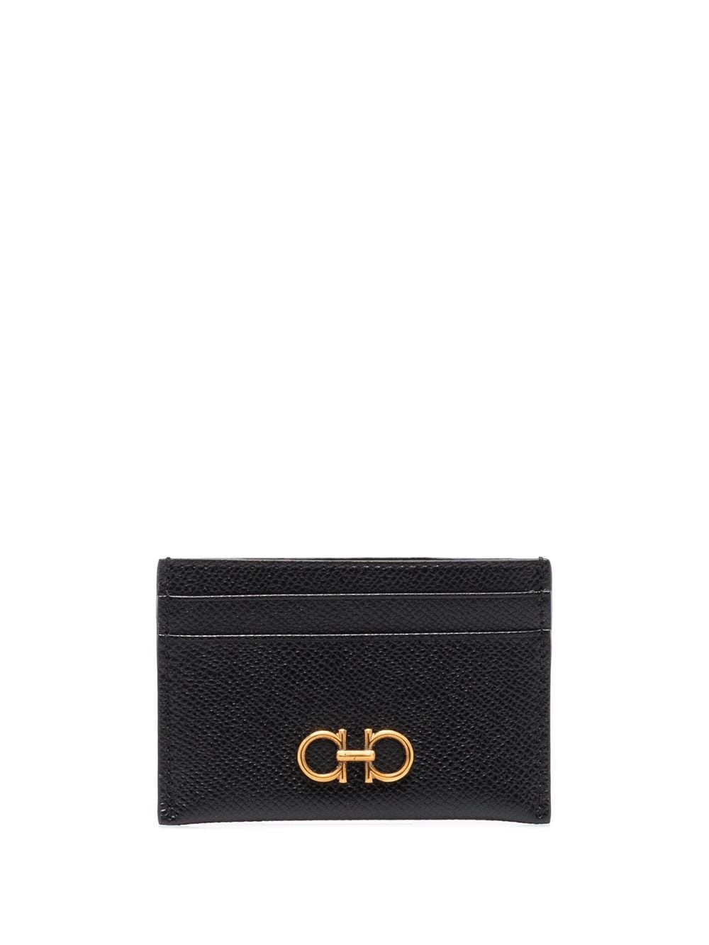 SALVATORE FERRAGAMO BLACK LEATHER CARD HOLDER - 1