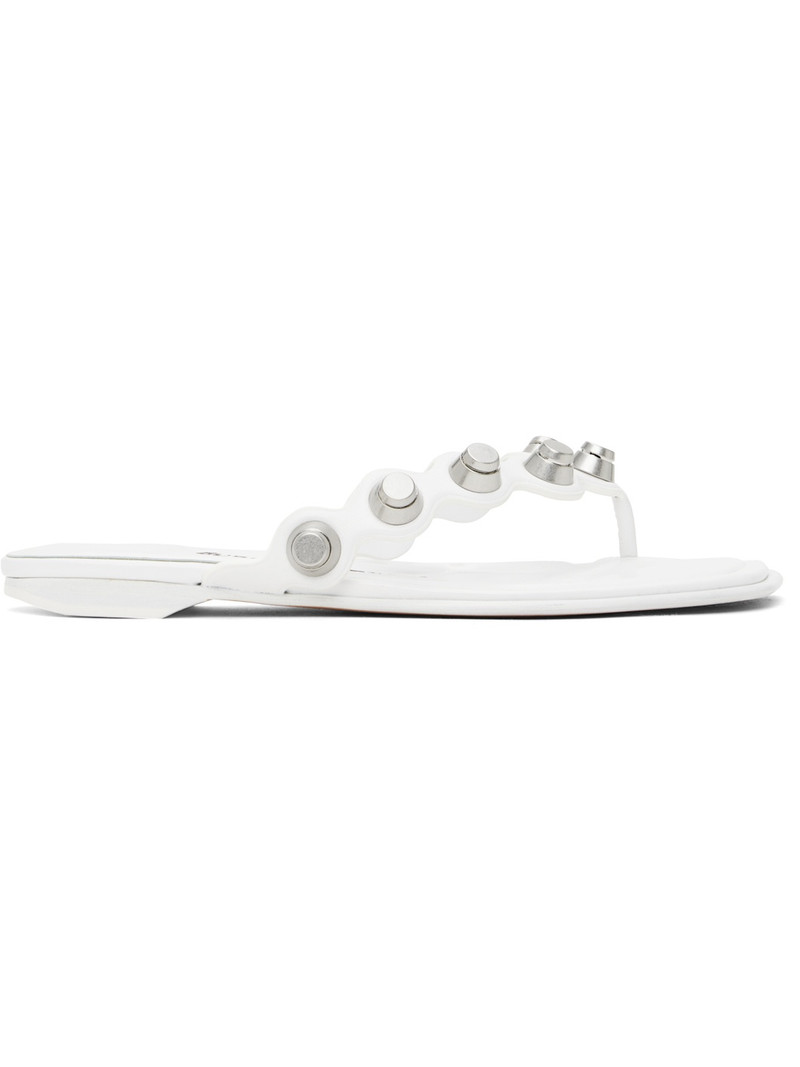 White Rexa Thong Flat Sandals 1