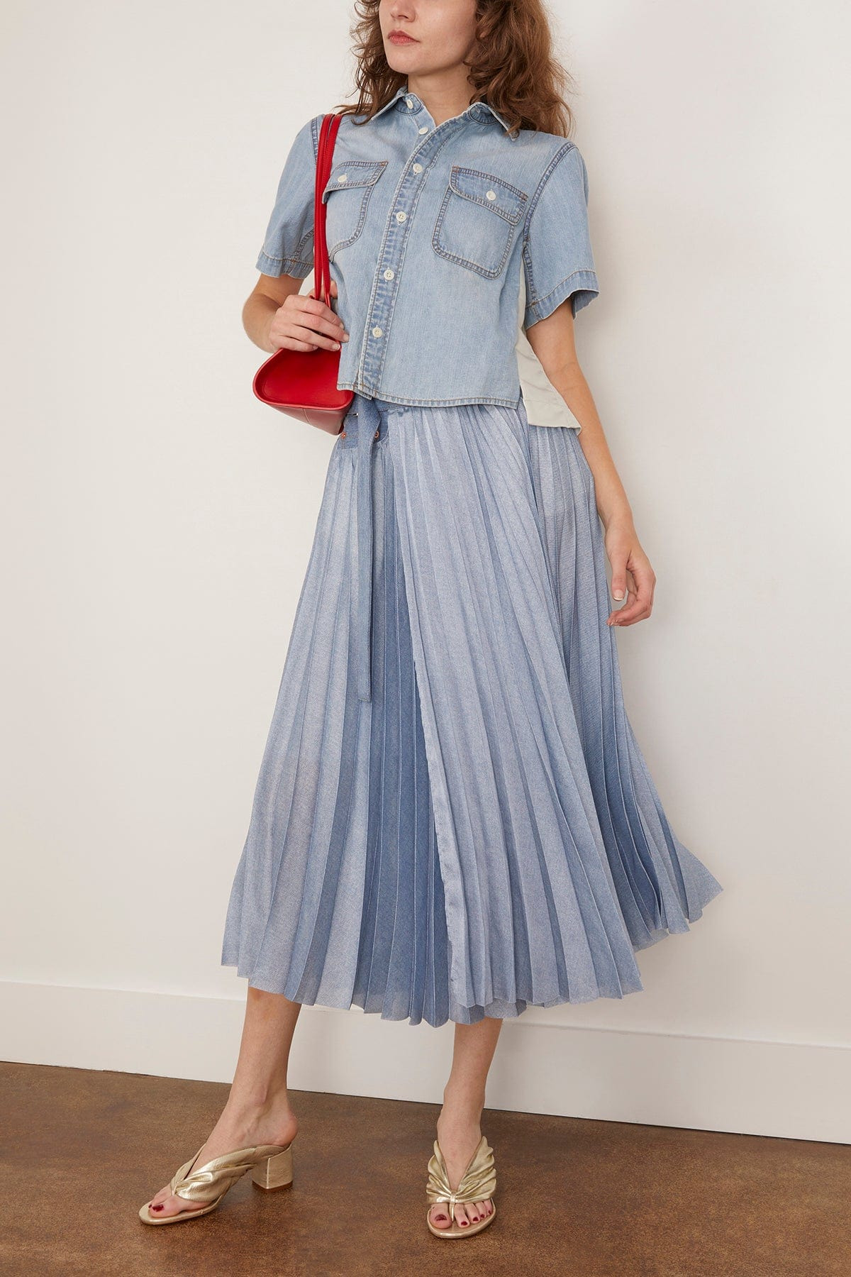 Denim Shirt in Light Blue/Light Gray - 2