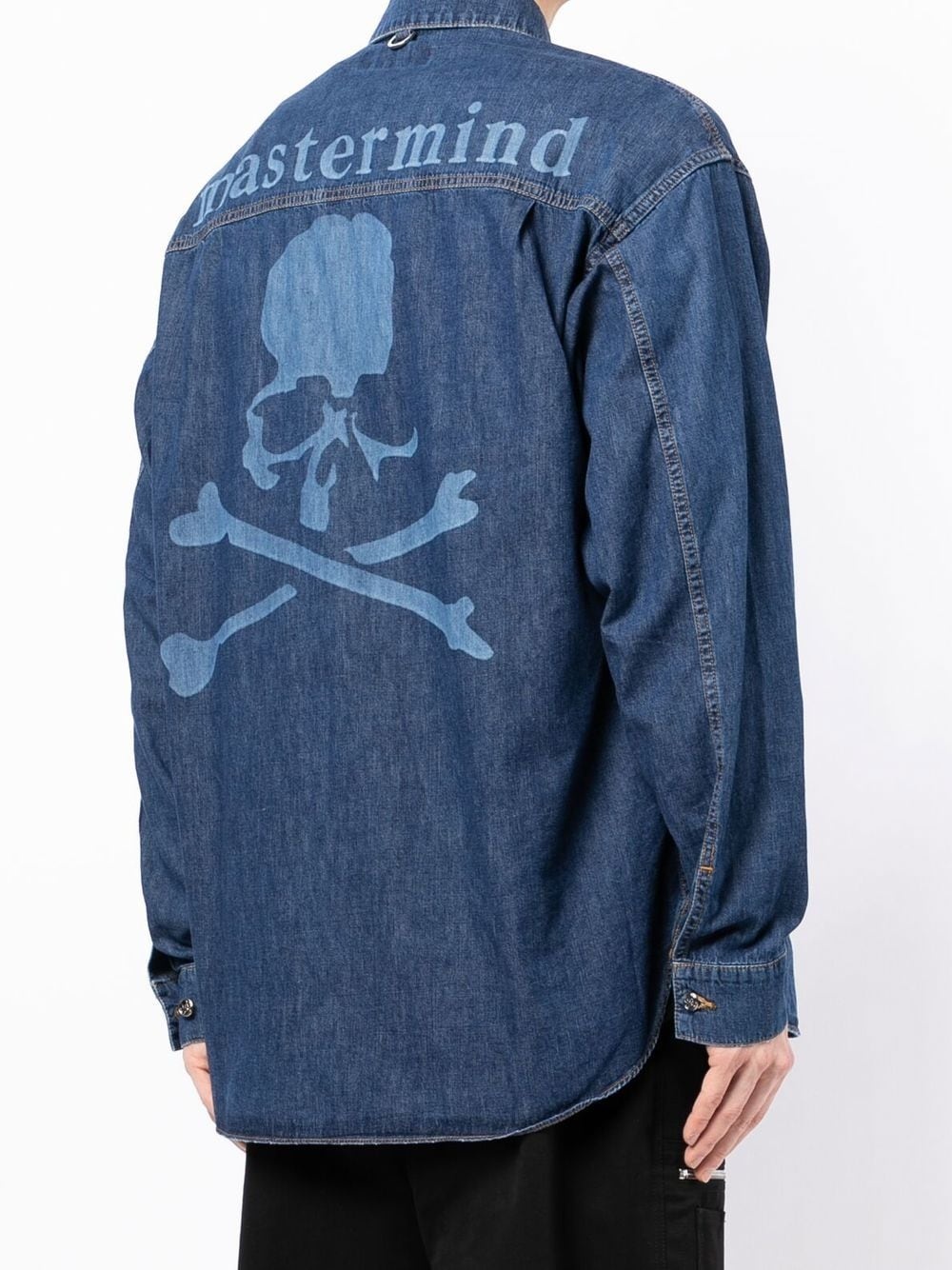 logo-print denim shirt - 3