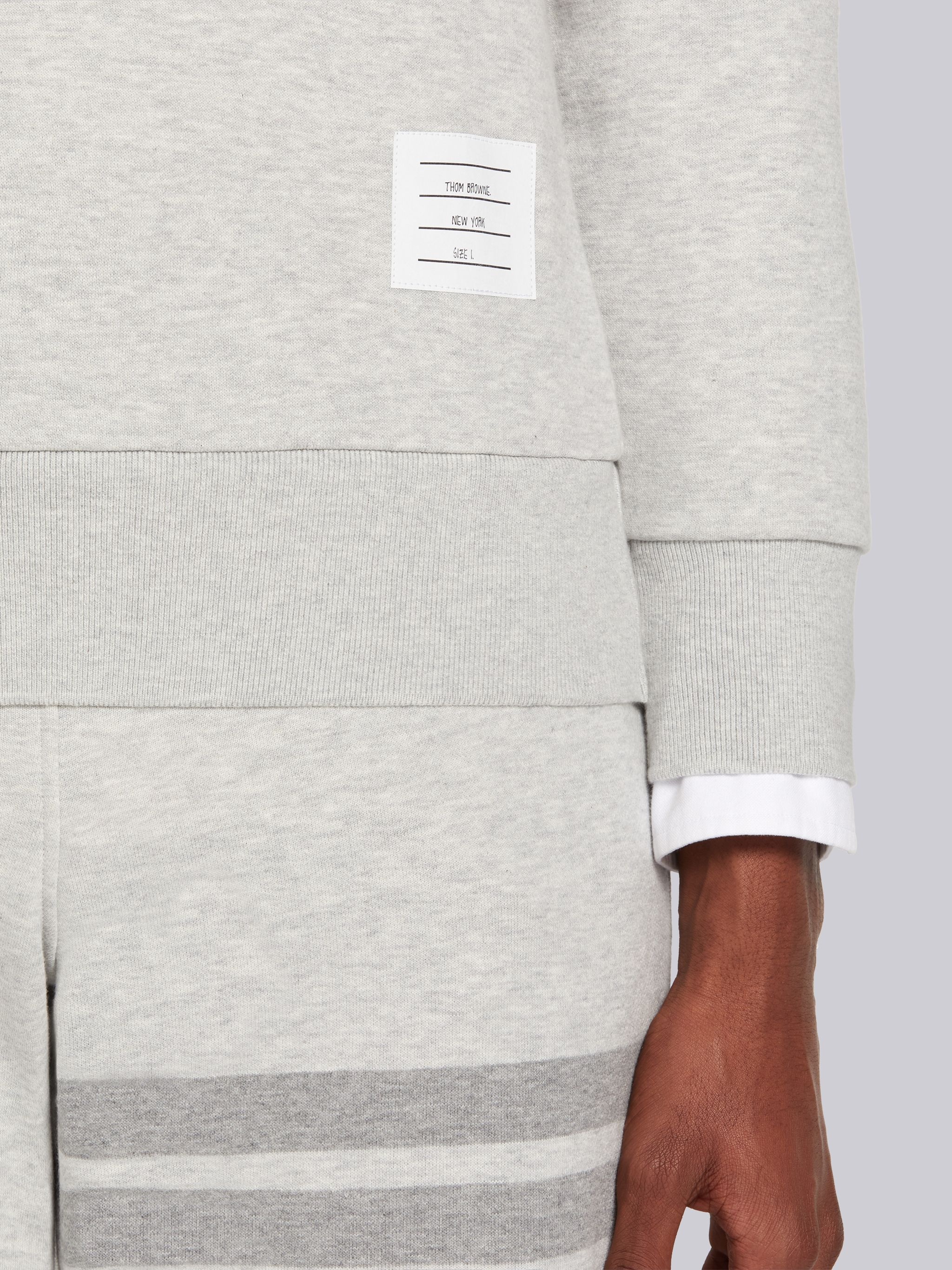 Thom Browne Pastel Grey Loopback Terry Tonal 4-Bar Relaxed