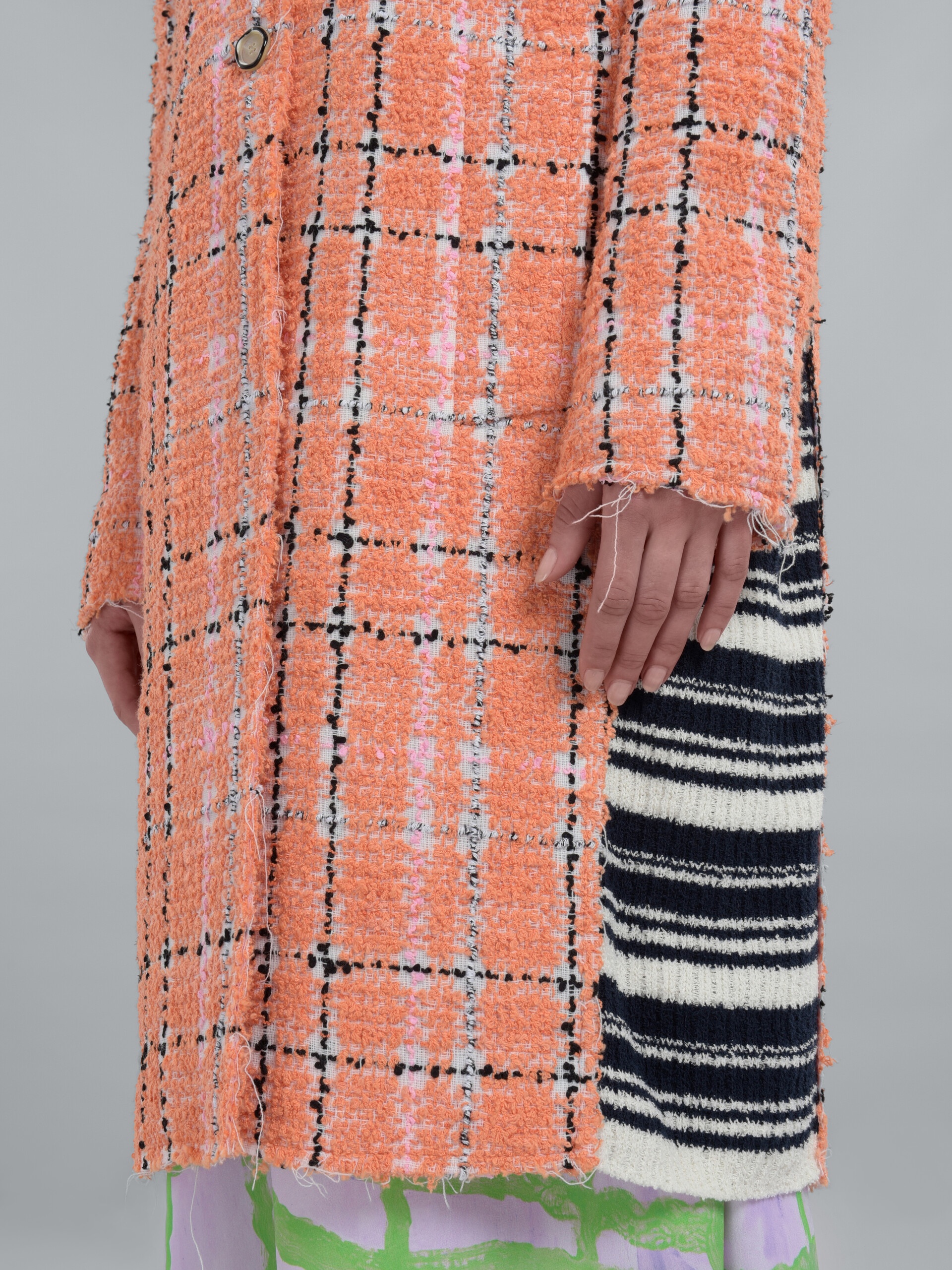 COTTON TWEED COAT WITH KNITTED INSERTS - 5