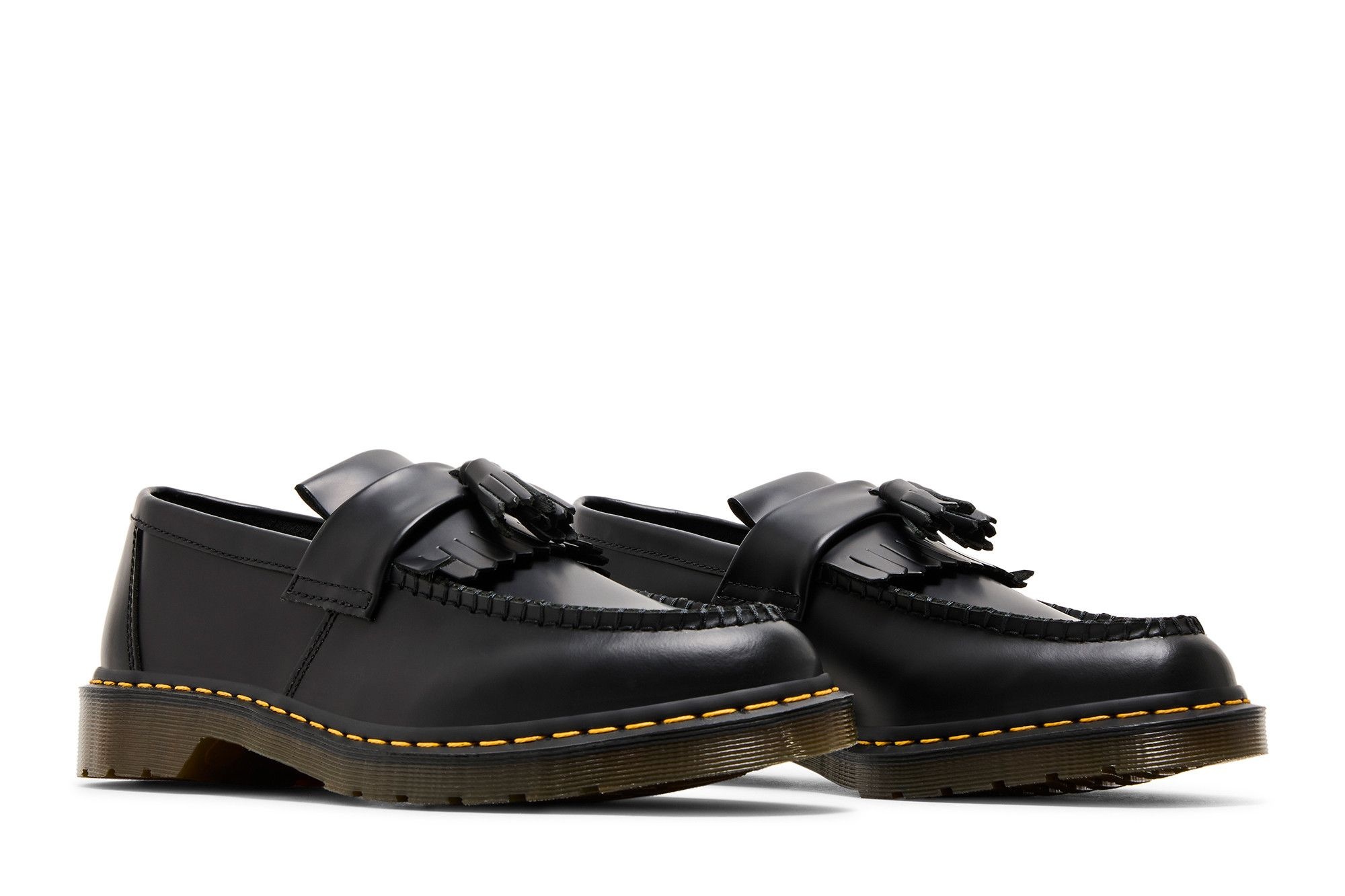 Adrian Yellow Stitch Leather Tassel Loafer 'Black' - 8
