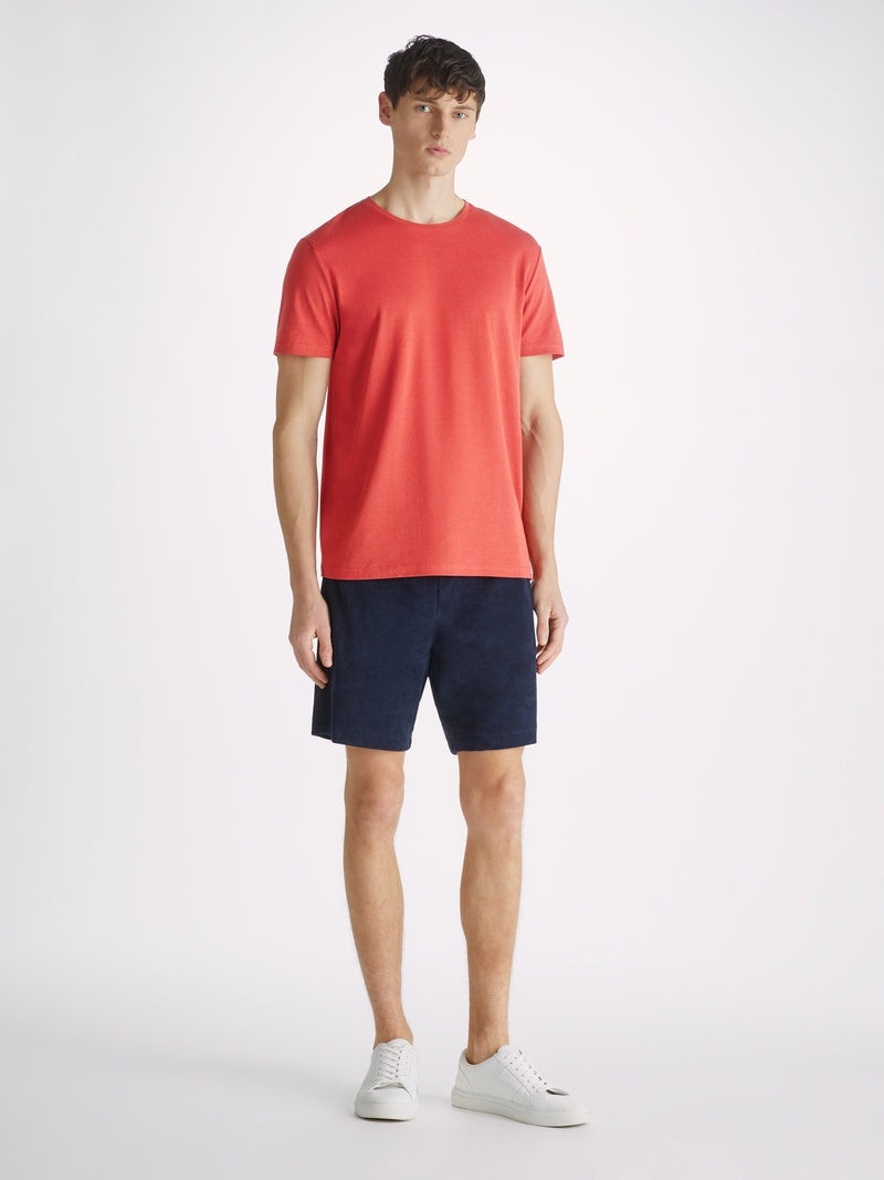 Derek Rose Men's T-Shirt Ramsay Pique Cotton Tencel Red outlook