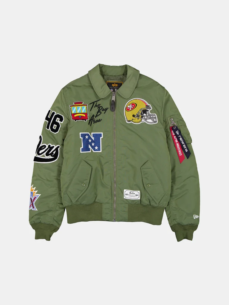 SAN FRANCISCO 49ERS X ALPHA X NEW ERA MA-1 COLLARED BOMBER JACKET - 1