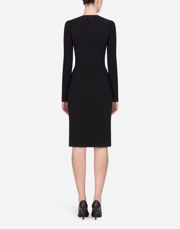 Long-sleeved cady midi dress - 3