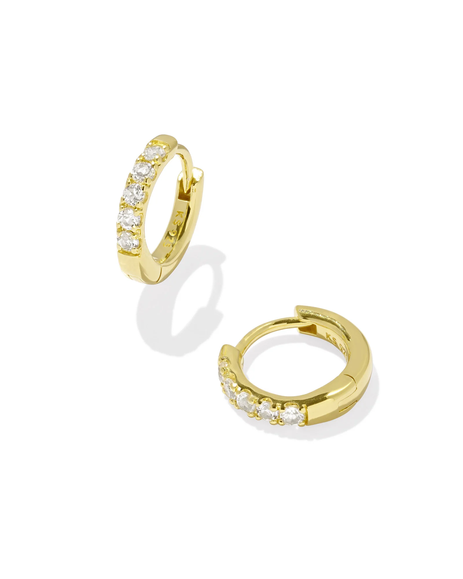Virginia 18k Gold Vermeil Huggie Earrings in White Topaz - 1