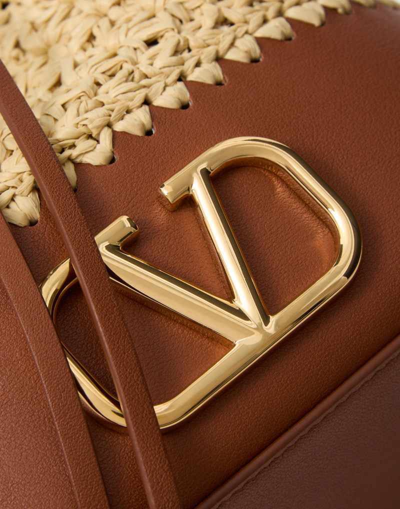 MINI RAFFIA BUCKET BAG WITH VLOGO SIGNATURE CHAIN 8