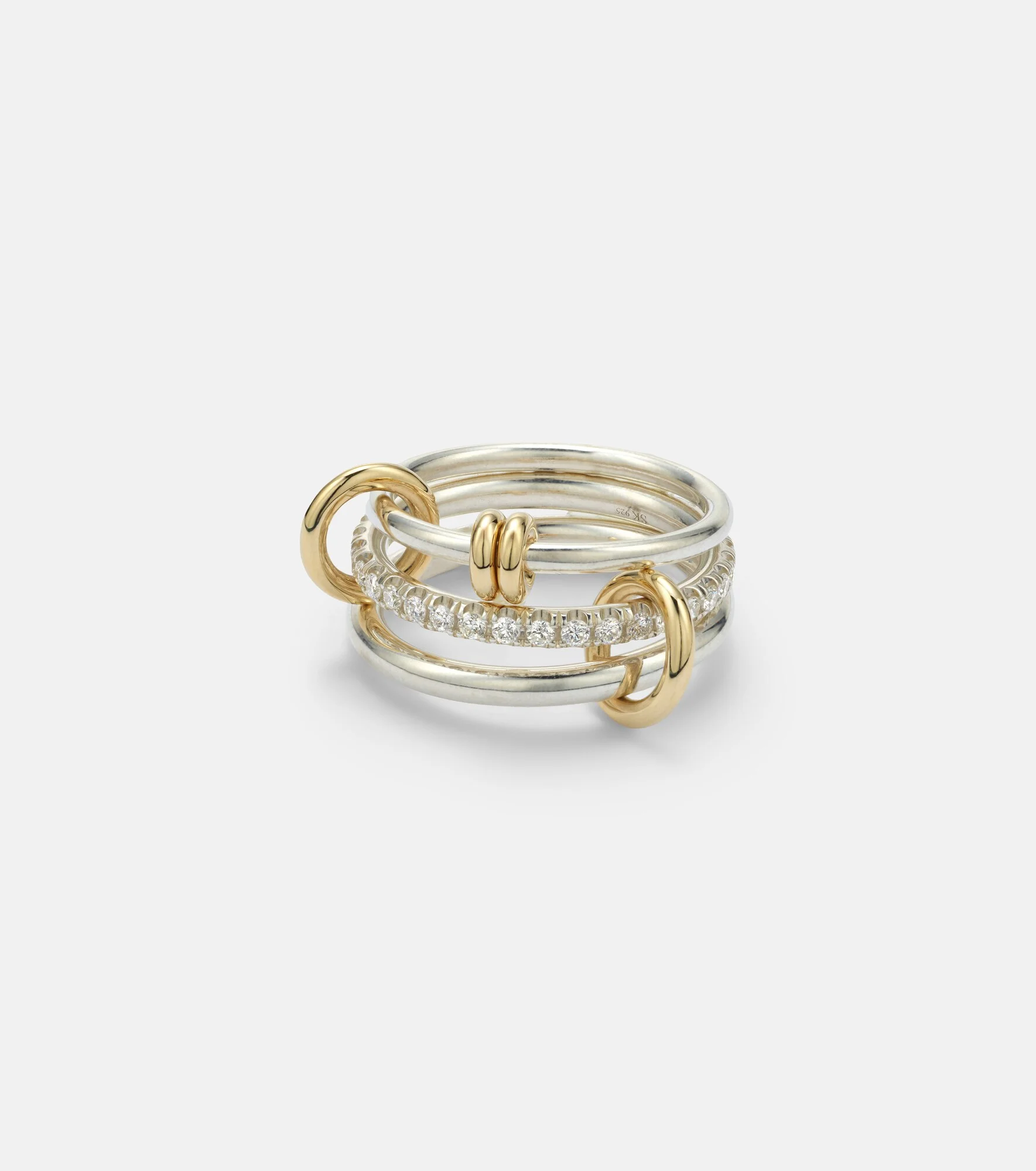 Raneth 925 sterling silver and 18kt gold ring with diamonds - 1