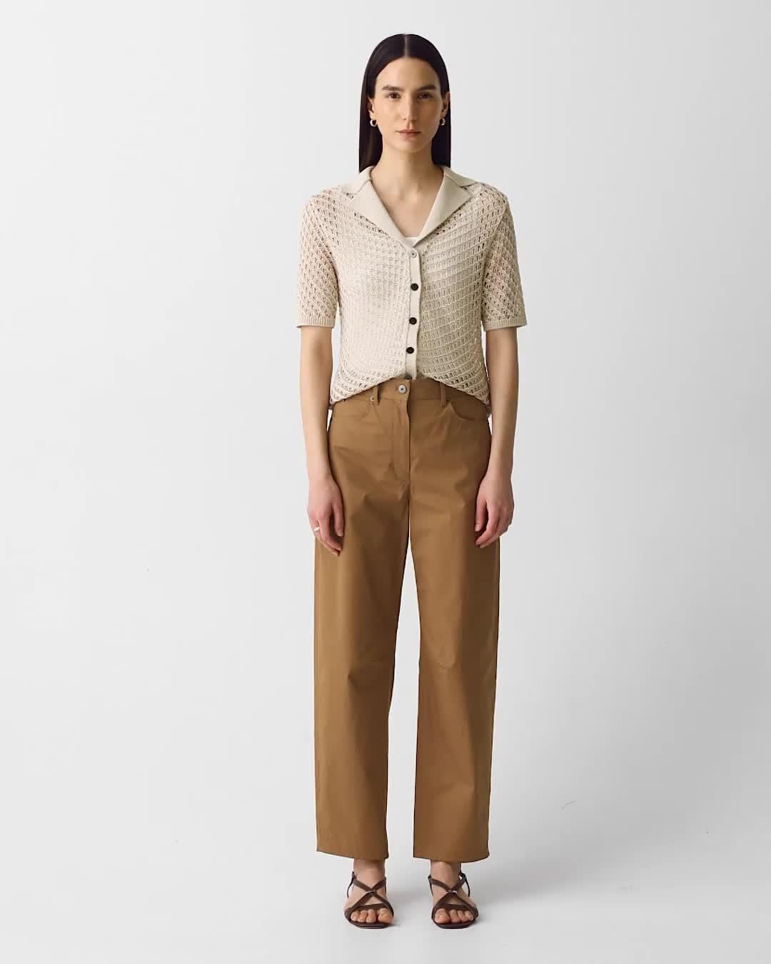 Cropped Barrel Pant in Cotton Twill - 6