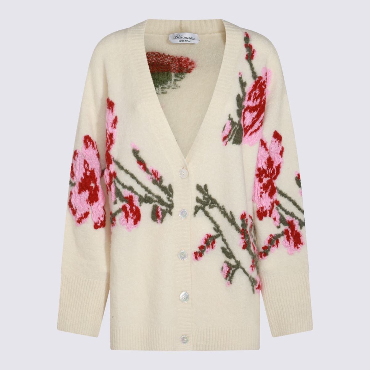 Blumarine White And Multicolour Alpaca Blend Cardigan - 1