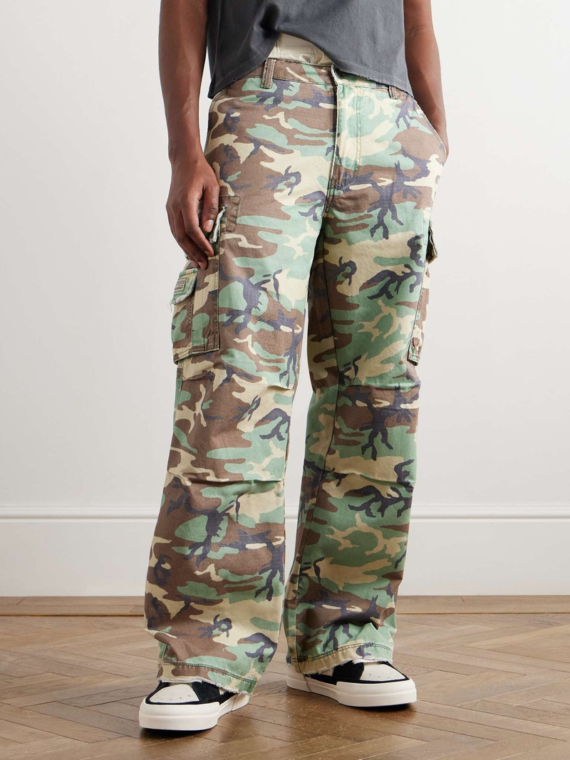 Straight-Leg Distressed Camouflage-Print Cotton-Twill Cargo Trousers 4