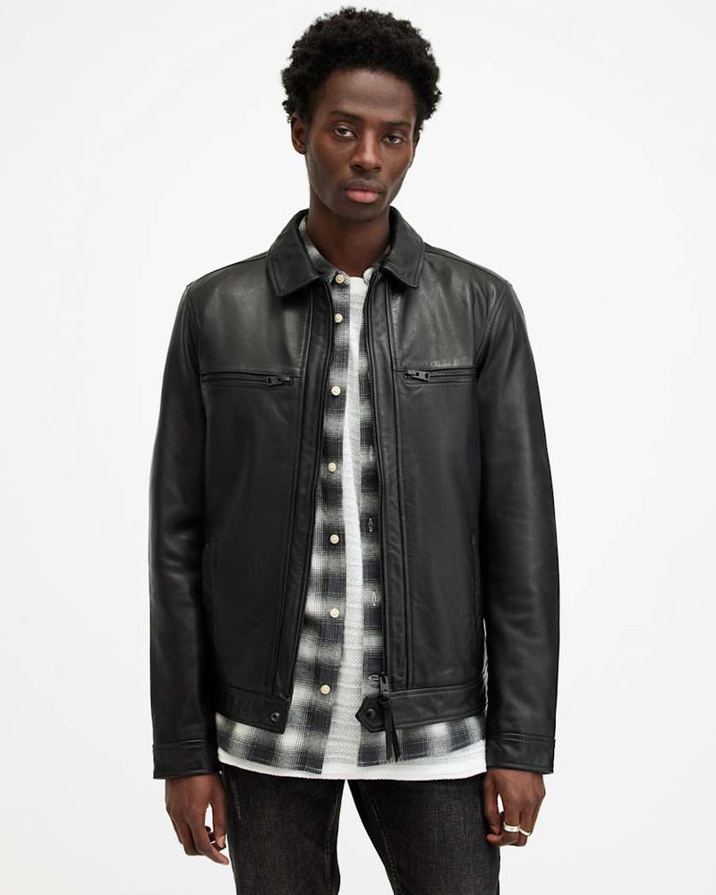 LUCK SLIM FRONT ZIP UP LEATHER JACKET 5