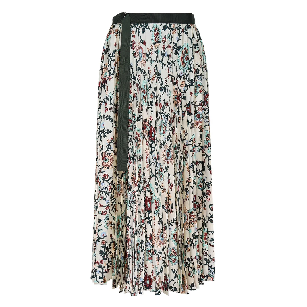 Floral Print Pleated Skirt - 1