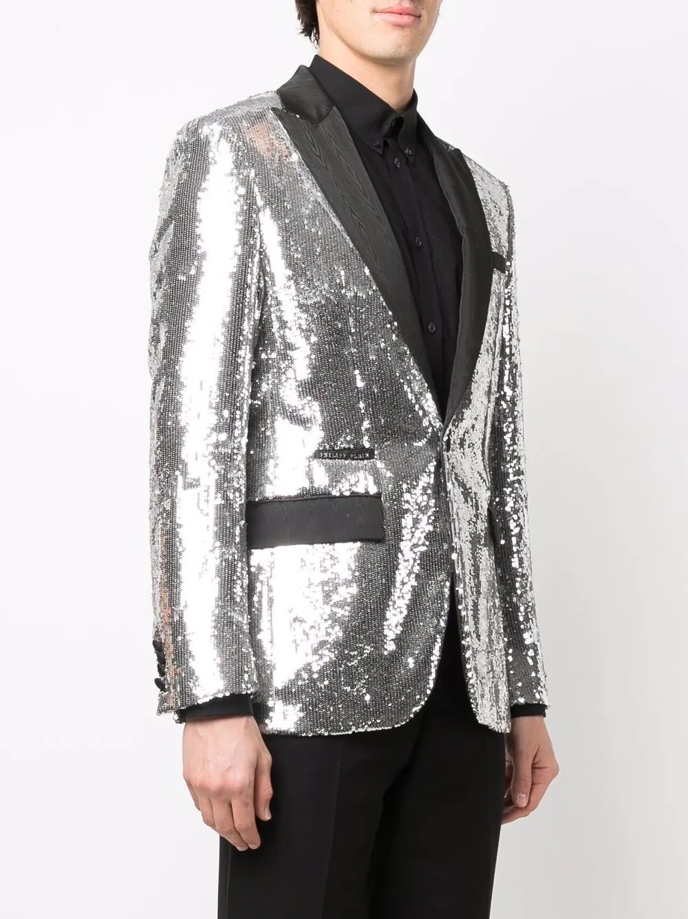 sequin-embellished single-breasted blazer - 3