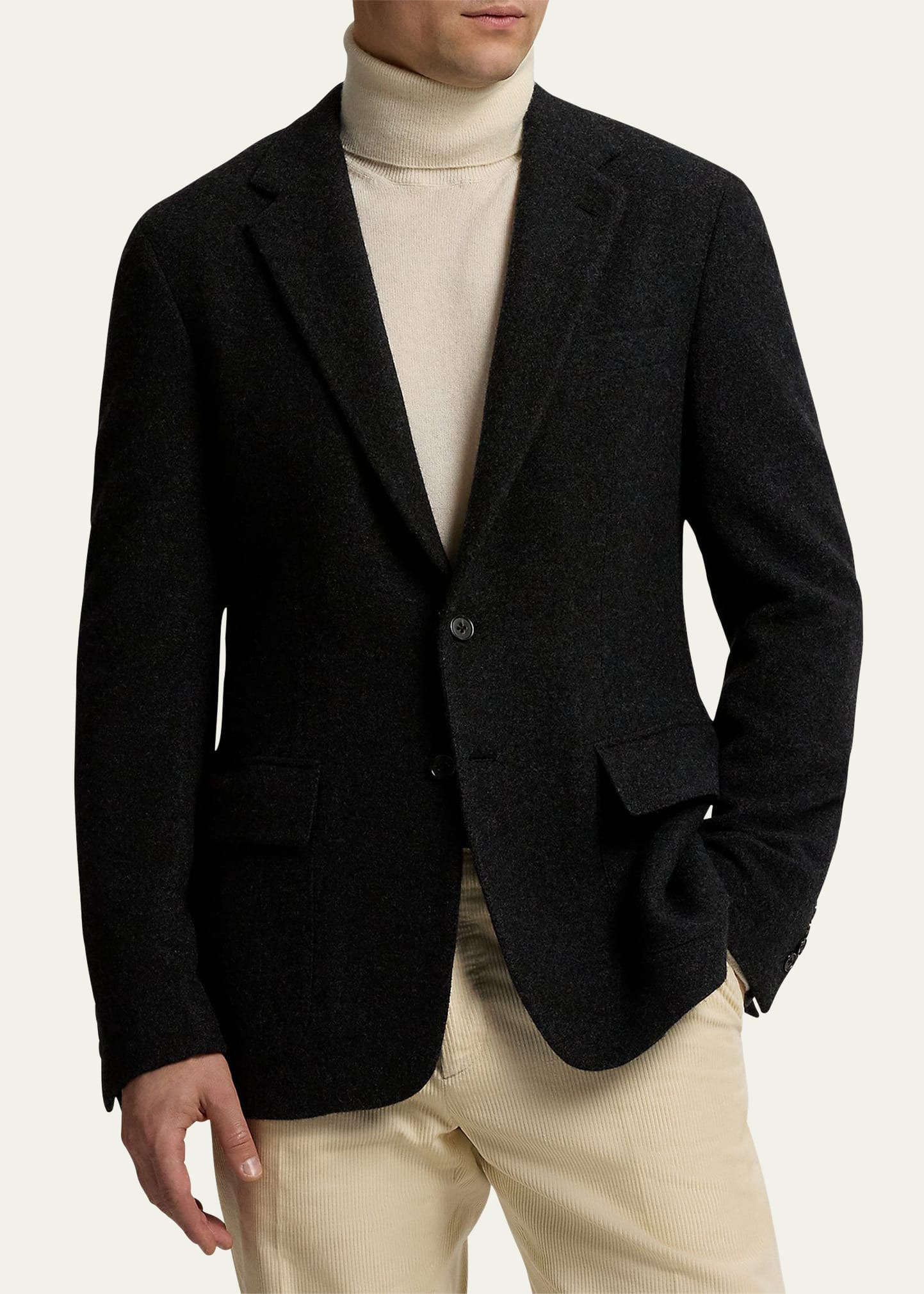 Men's Brushed Cashmere Twill Slim Blazer - 4