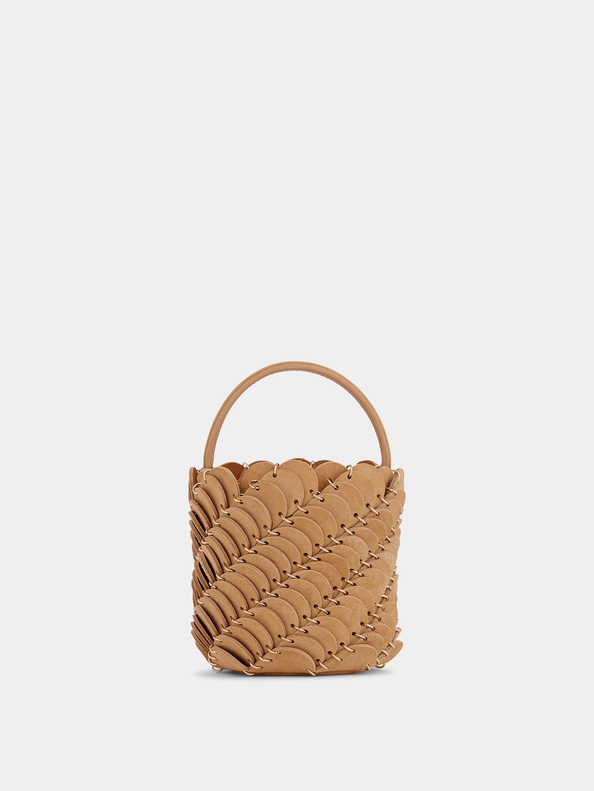 MEDIUM BEIGE PACO BUCKET BAG IN LEATHER - 1