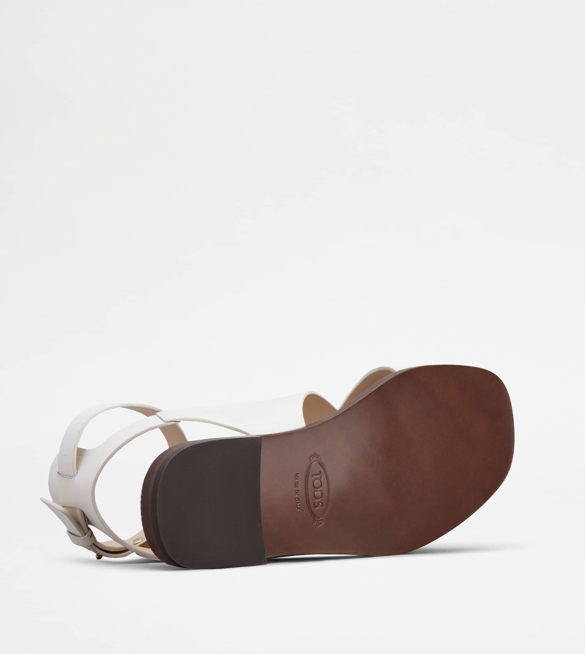 SANDALS IN LEATHER - WHITE - 4