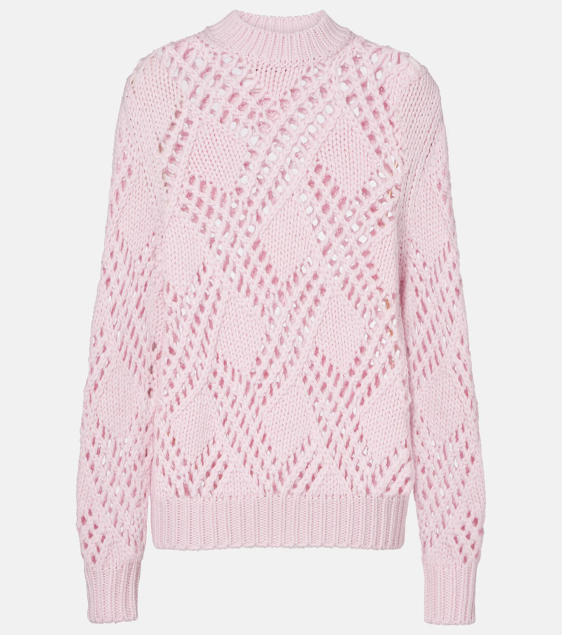 Lace-trimmed virgin wool sweater 1