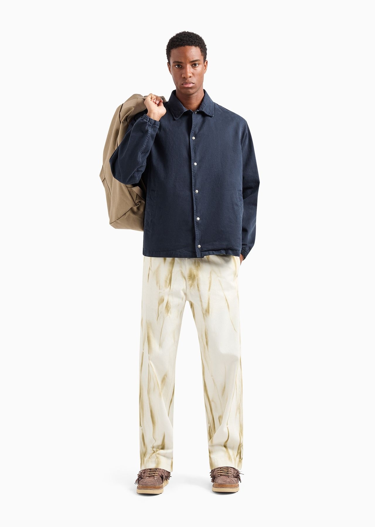 Emporio Armani Sustainability Values Capsule Collection garment-dyed organic bull blouson - 4