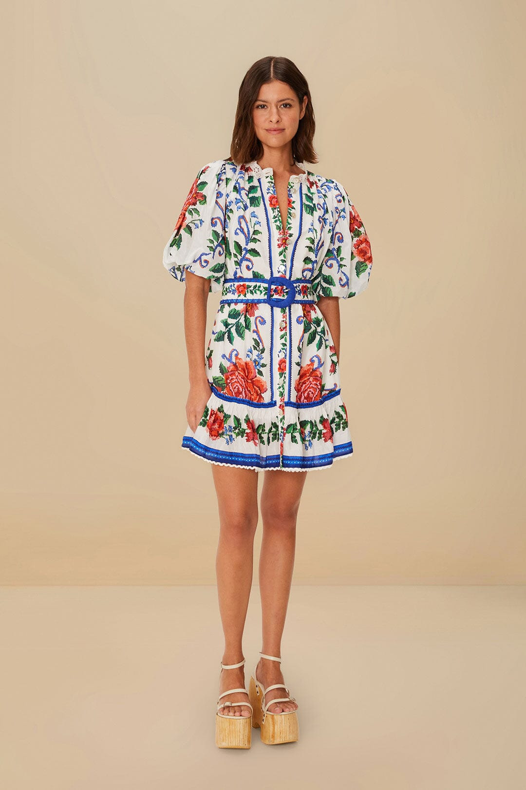 Off-White Flower Tapestry Mini Dress - 2