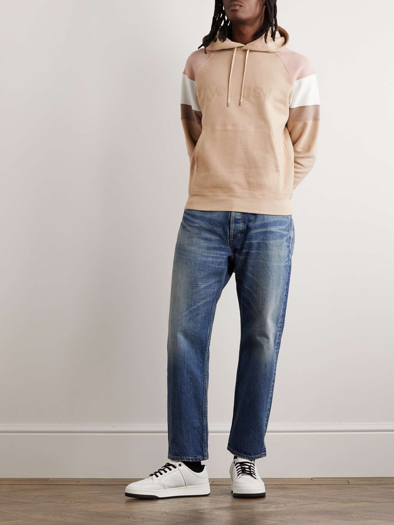 SAINT LAURENT Colour-Block Logo-Embroidered Cotton-Jersey Hoodie outlook