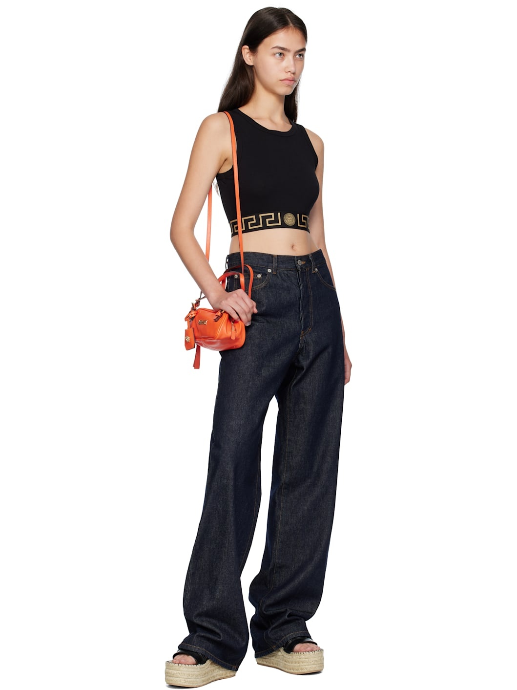 Orange Versace Tag Bowling Mini Bag - 4