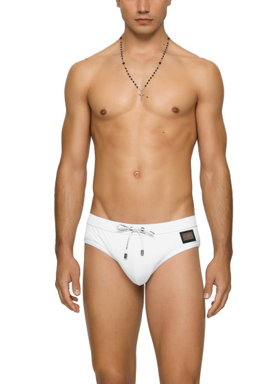 Dolce & Gabbana Swim briefs with high-cut leg and branded plate outlook