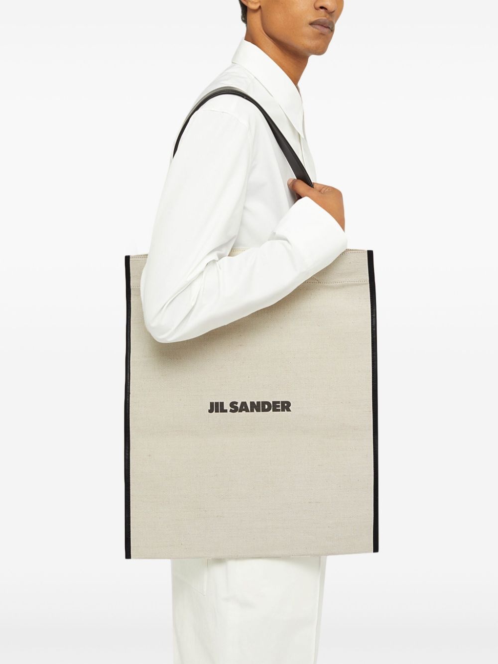 【関税＆送料込み】Jil Sander Medium Flat Shopper Shoulder Jil Sander Black Flat Shopper Medium Tote Jil Sander