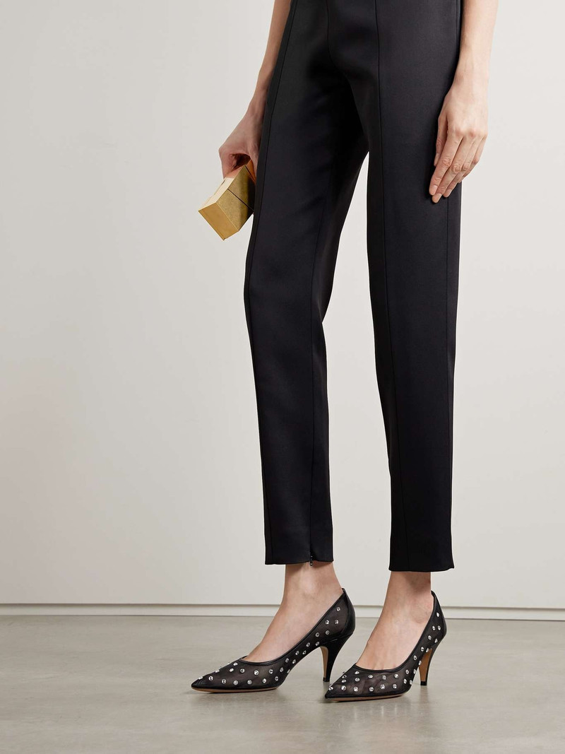 KHAITE River Iconic leather-trimmed crystal-embellished mesh pumps outlook