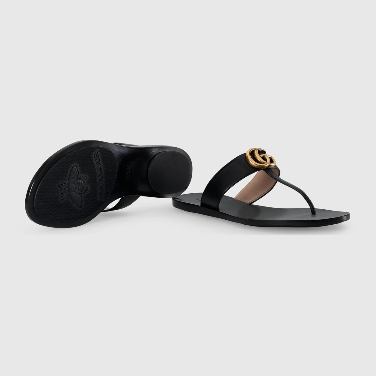 Leather thong sandal with Double G - 5