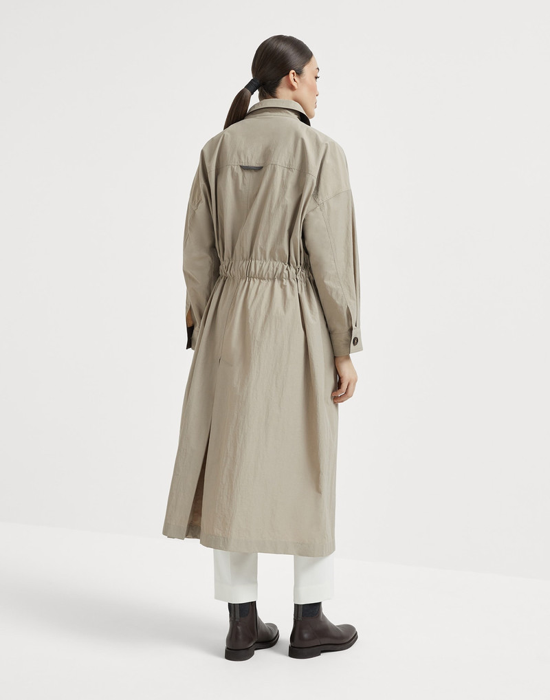 Brunello Cucinelli Water-resistant techno cotton trench with shiny detail outlook