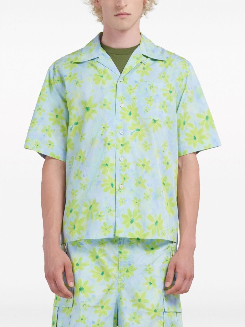 floral-print cotton shirt - 3
