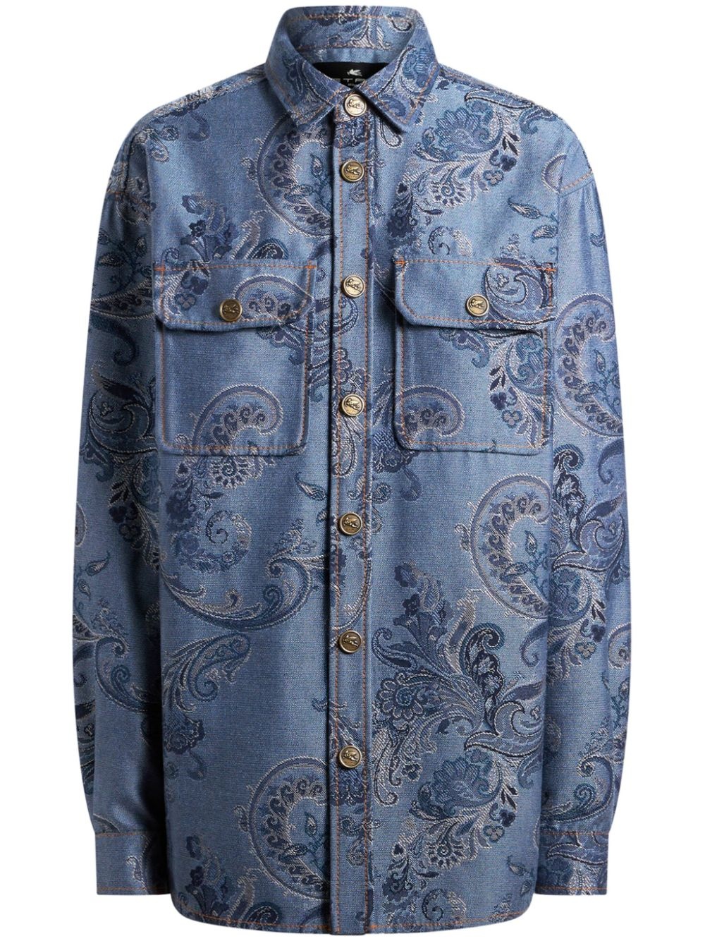 jacquard denim overshirt - 1
