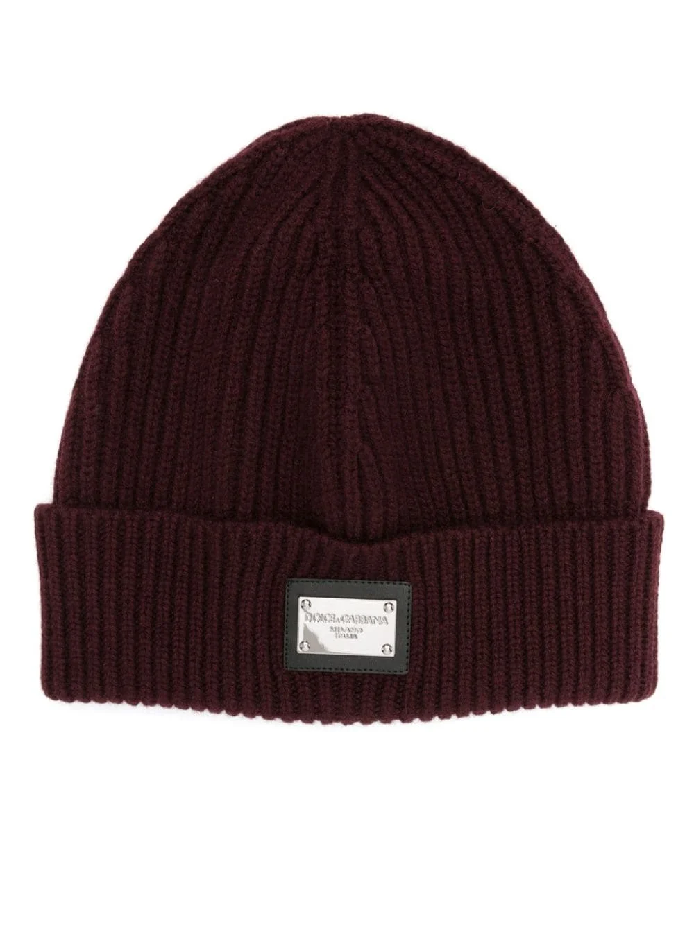 logo-plaque ribbed beanie - 1