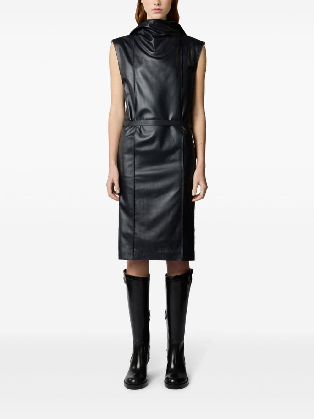 leather midi dress - 2