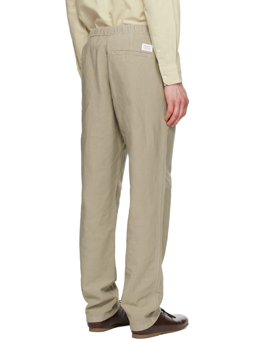 Taupe Ezra Relaxed Cotton Linen Trousers - 3