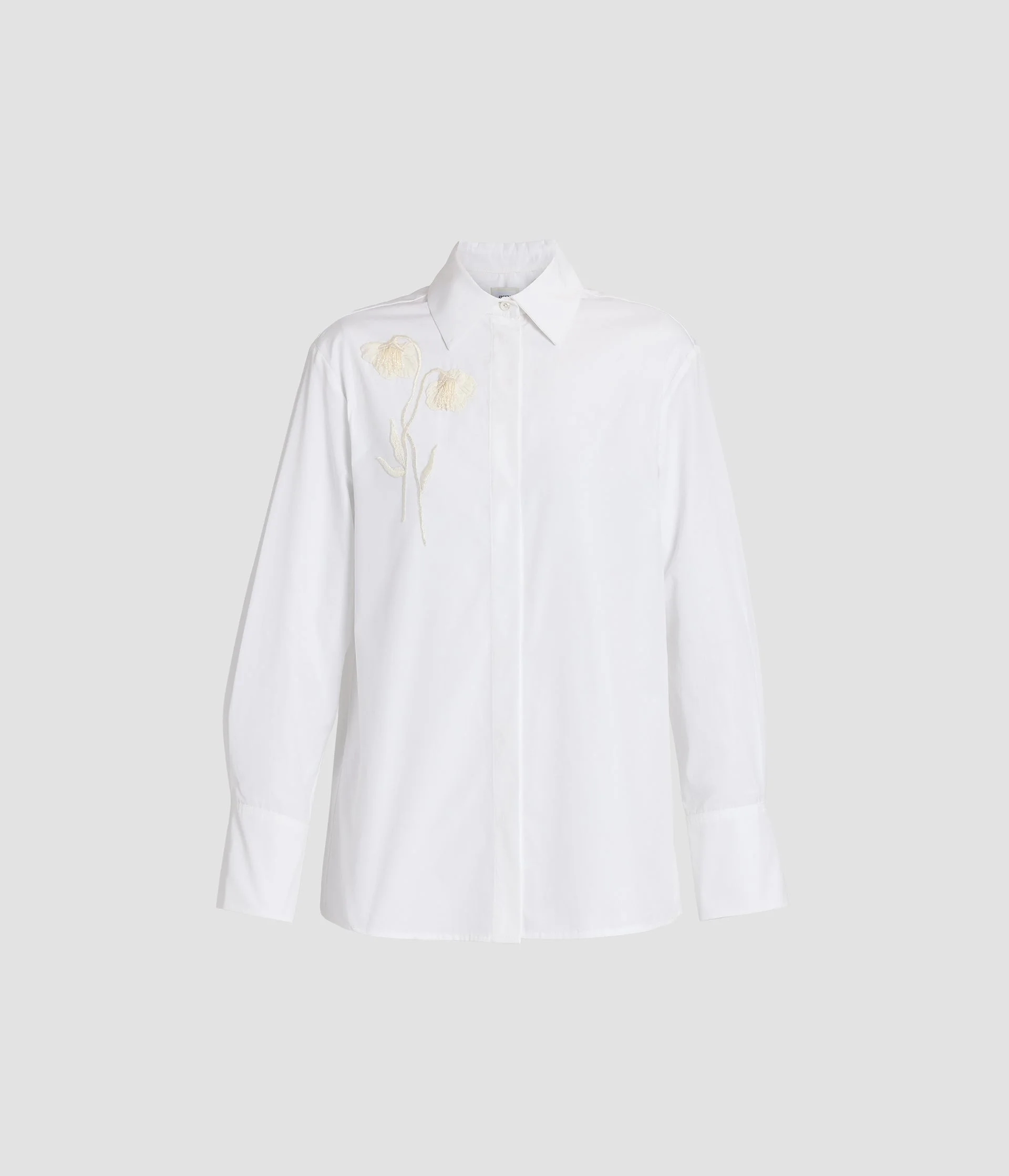 EMBROIDERED COTTON POPLIN LONG SLEEVE SHIRT - 1