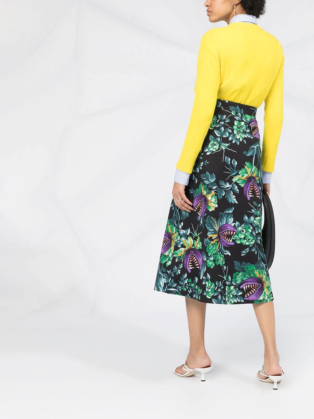 floral print cotton pencil skirt - 6