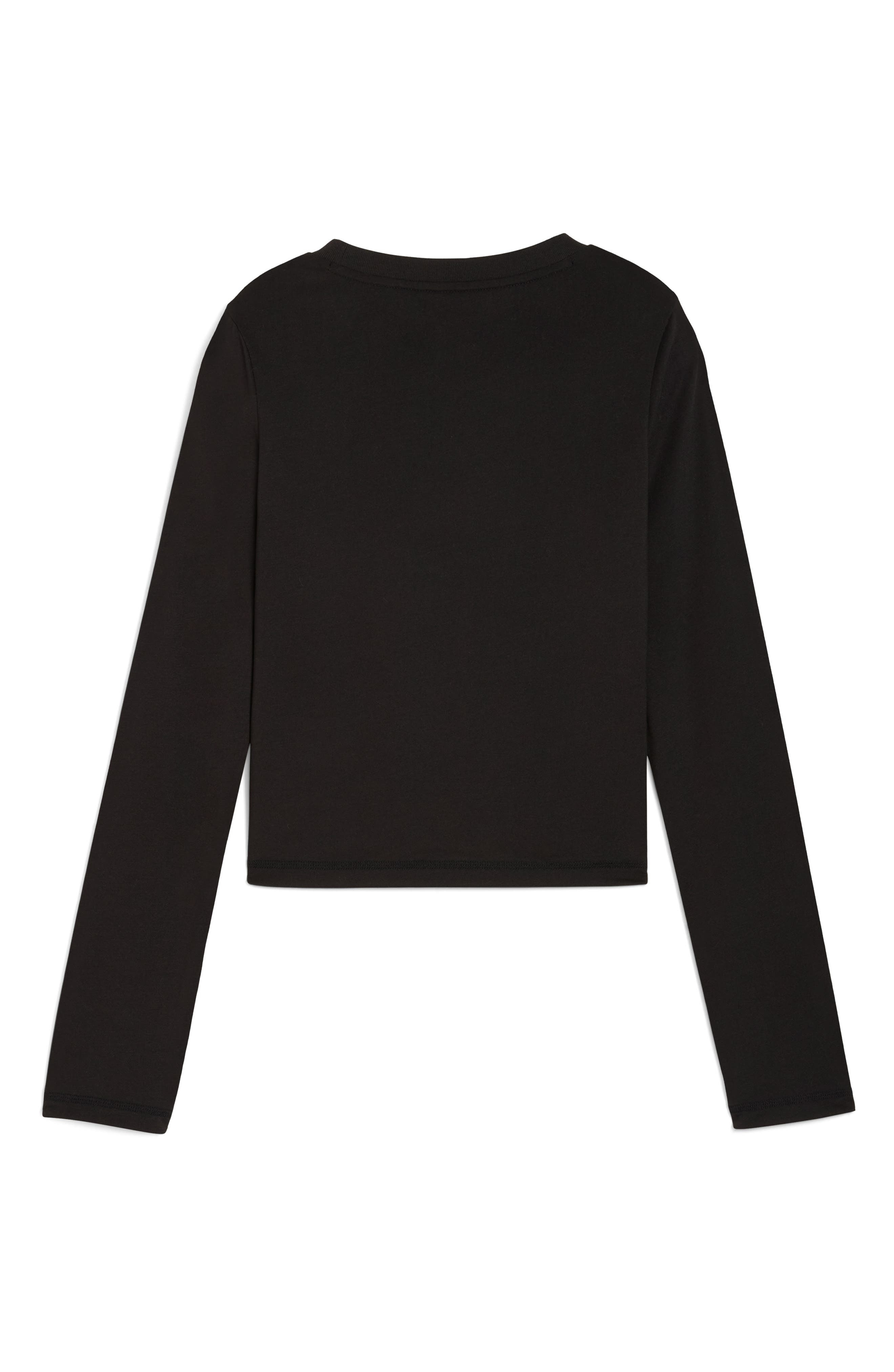 PUMA x Rosé Slim Fit Long Sleeve Crop T-Shirt in Puma Black at Nordstrom - 6