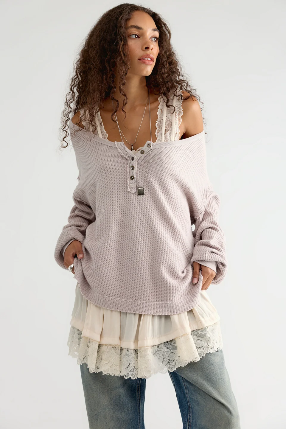We The Free Montreal Oversized Thermal Henley - 1